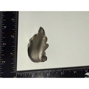 Vintage Giovanni Silver‎ Tone Textured Leaf Brooch Pin Mid Century Botanical